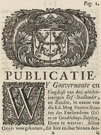 Publicatie uit 1756, bladzij 1.