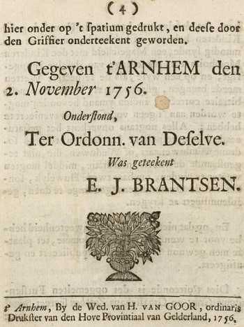 Publicatie uit 1756, bladzij 4.